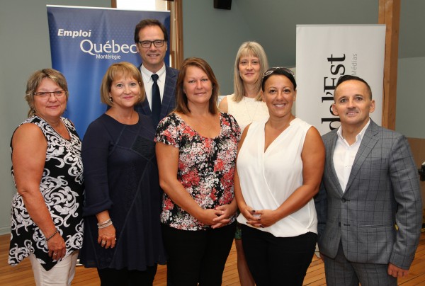 Comité organisateur de la 18e édition du Salon Priorité Emploi : Sylvie Beauregard, SOFIE, Louise Hébert, Centre Local d'Emploi, Christian Malo, La Voix de l'Est, Carole Gatien, Granby Industriel, Sonya Paquet, Centre Local d'Emploi, Julie Duhamel, Plastiques Berry Canada, Yvan O'Connor, Cégep de Granby,