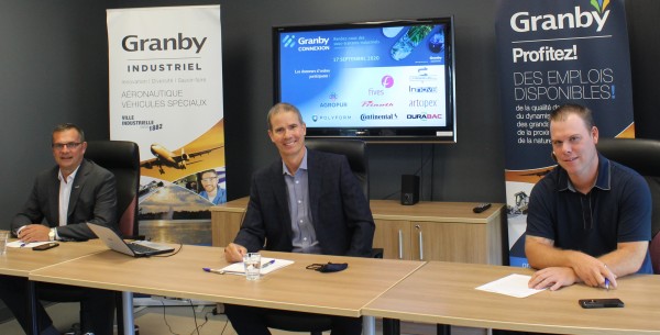 Éric Tessier, directeur développement industriel, Patrick St-Laurent, directeur général, Granby Industriel et Richard Landreville de Castorea.